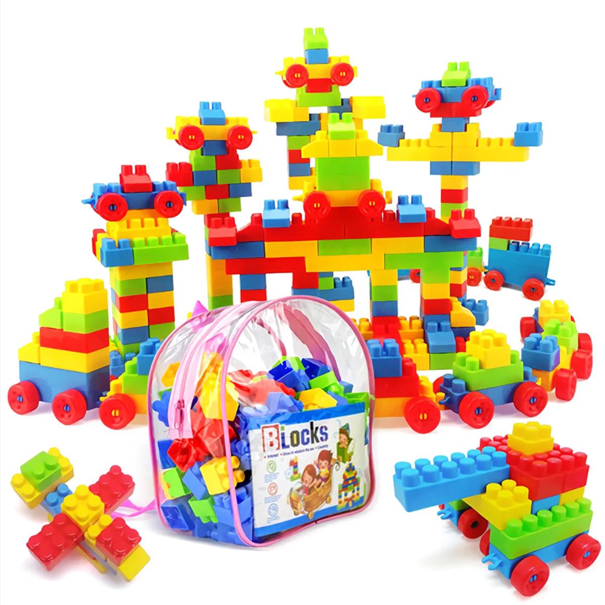 130 Pieces Building Toys for Toddlers, First Builders Building Blocks with Big Building Bag