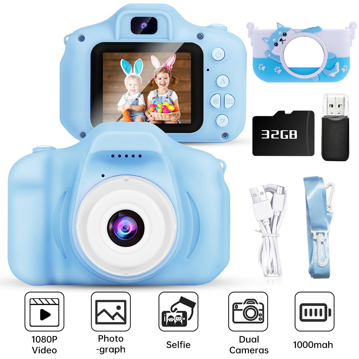 XUEYU Kids Camera, Kids Dual Lens Camera, Portable Selfie Digital Video Cameras Toy for Toddlers