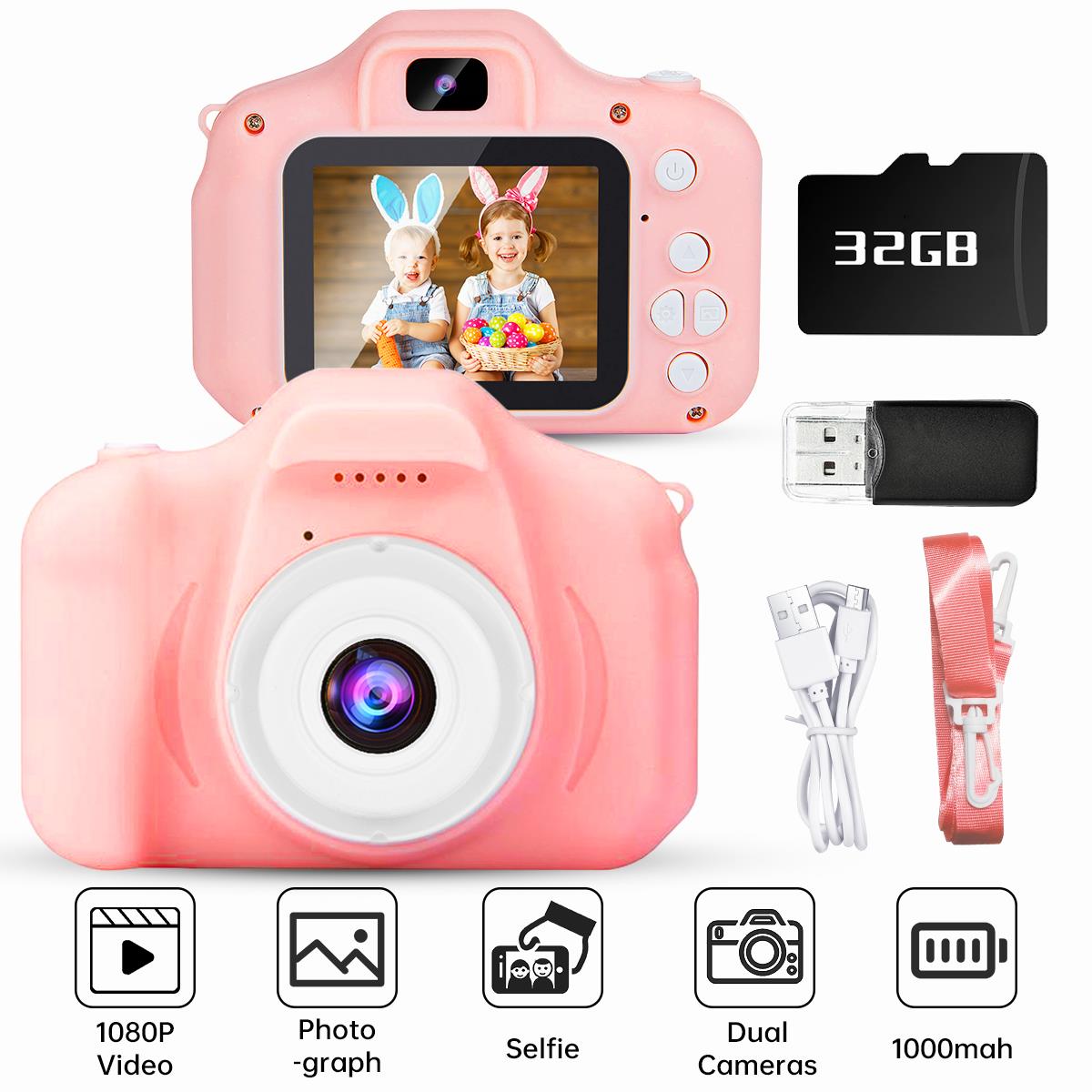 XUEYU Kids Camera, Dual Lens Selfie Camera for Kids, Digital Video Toy Cameras for Toddlers Gifts