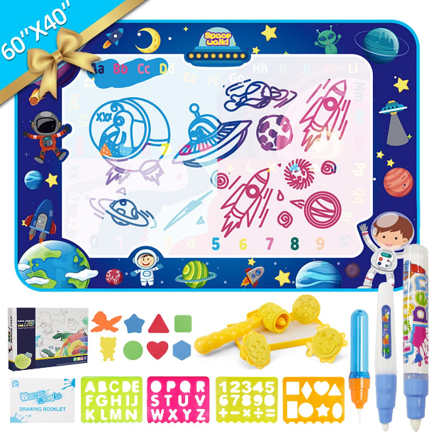 Aqua Drawing Magic Mat, Water Painting Doodle Mat with 3 Magic Pens