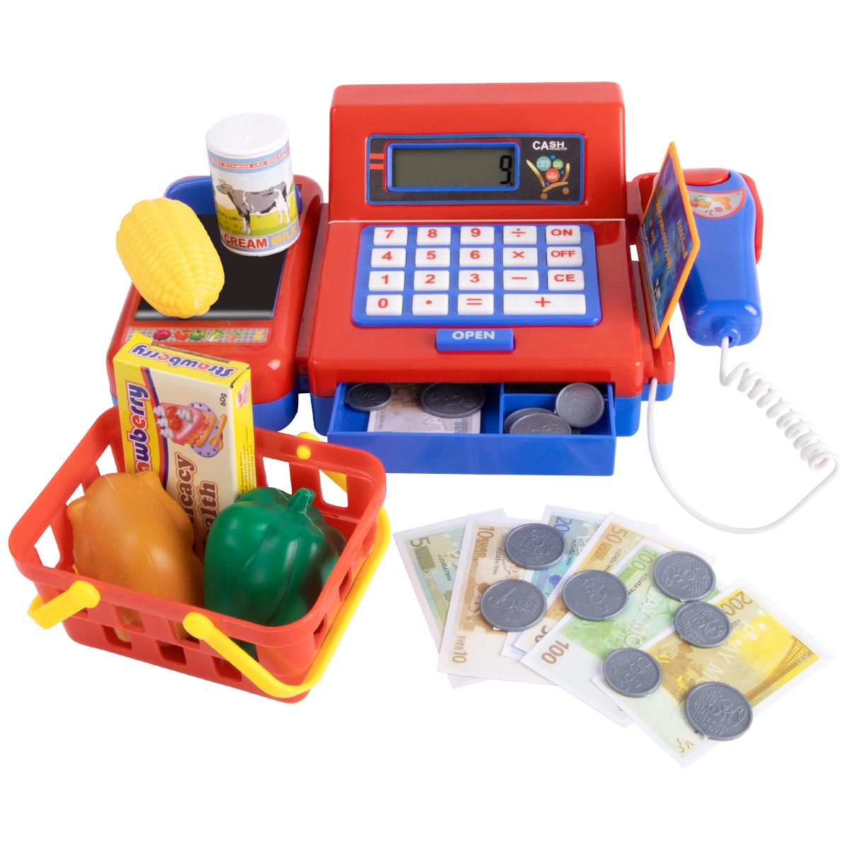 39PCS Toy Cash Register for Kids with Scanner, Toddler Cash Register Toy, Play Money