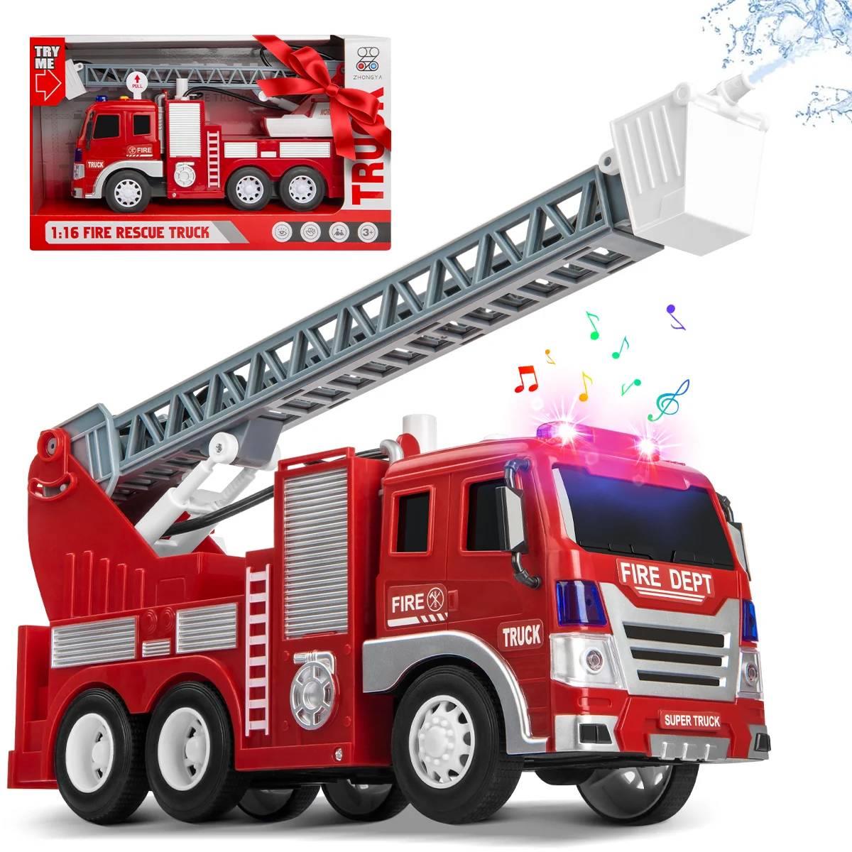 Boy Fire Truck Toy, Fire Truck Model，Water-Spraying Toy Fire Truck