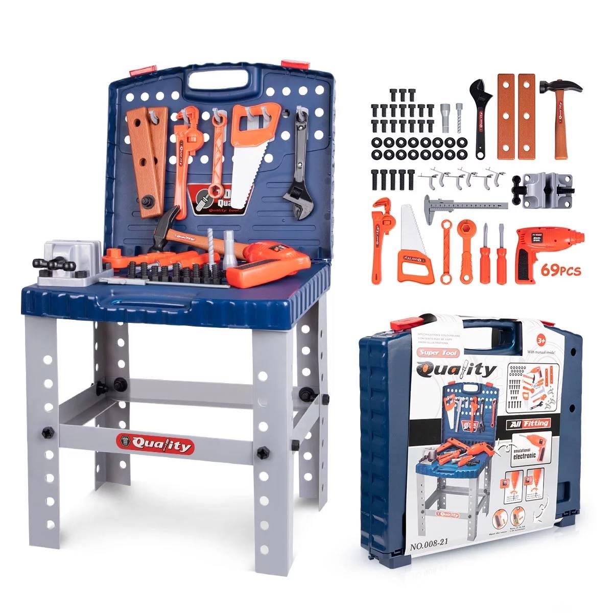 Kids Tool Set Bench 69 Pcs - Toddler Tool Bench Set with Electronic Play Drill