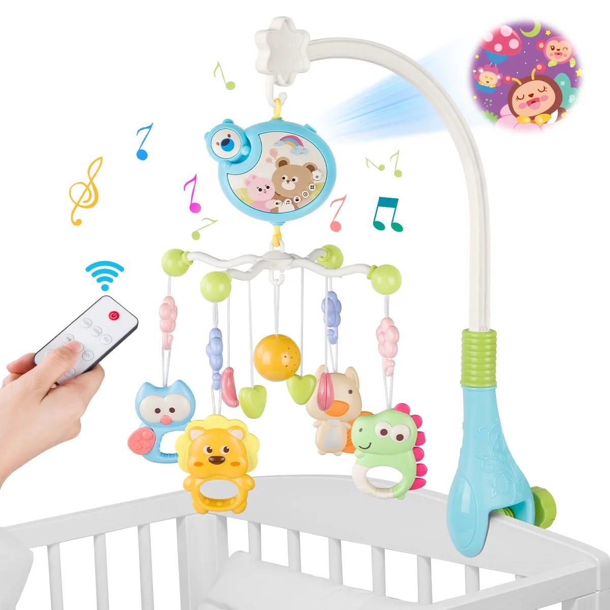 Baby Crib Mobile with Relaxing Music, Ceiling Light Projector with Stars