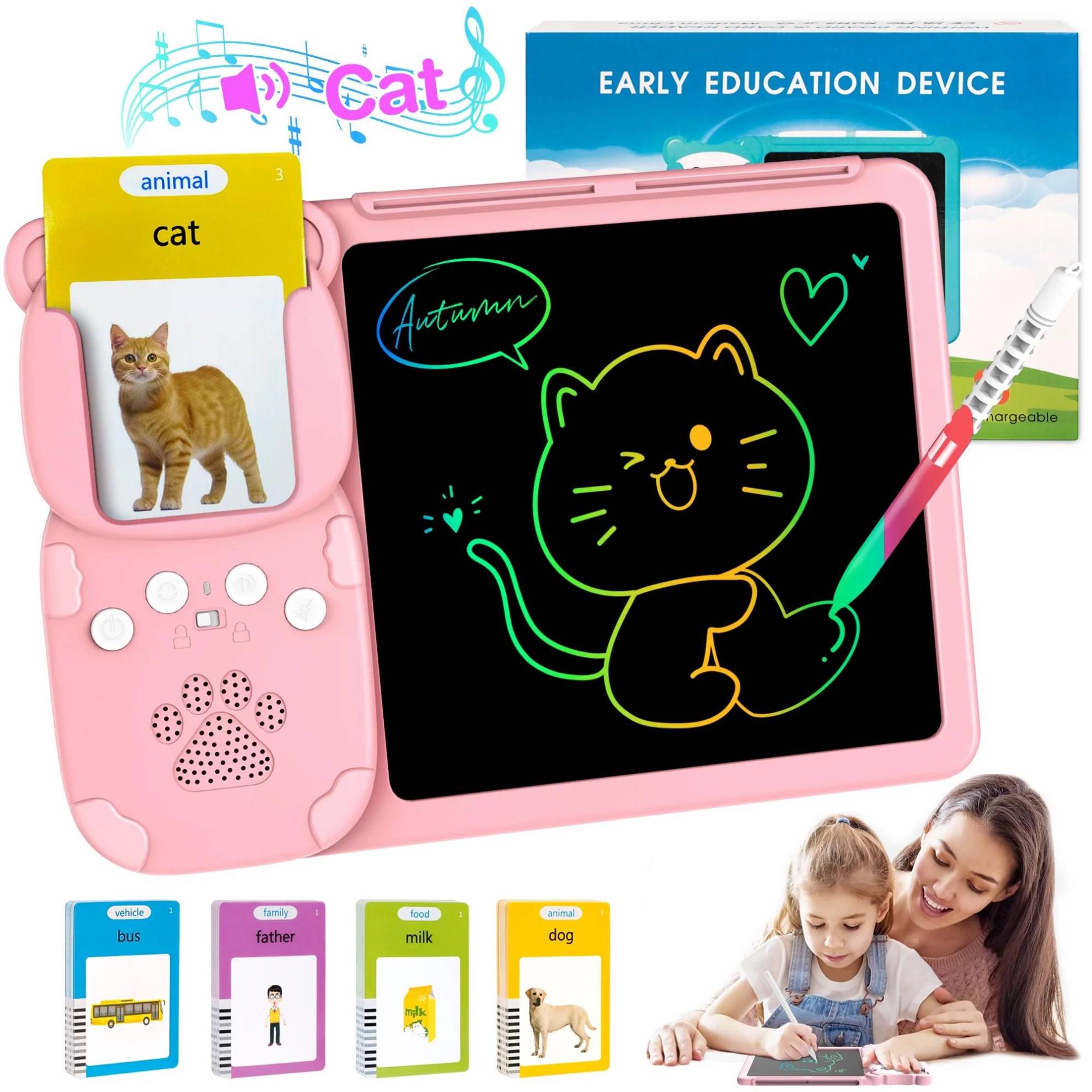 24 Words Talking Flash Cards LCD Writing Tablet for 3-8 Years Toddlers