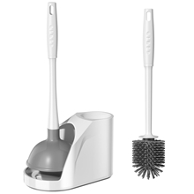 2 IN 1 Toilet Plunger and Brush Set with Extended Handle, 1 Set, White