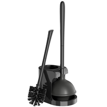 2 IN 1 Toilet Plunger and Bowl Brush Set with Extended Handle,Black