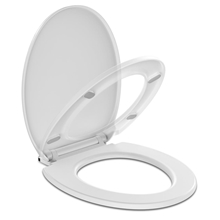 Toilet Seat Elongated with Slow Close Hinges, Quiet-Close Lid and Seat, Countoured Seat