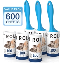 600 Sheets Mega Value Set with 3 Upgraded Handles, 6 Rollers Portable Pet Lint Remover