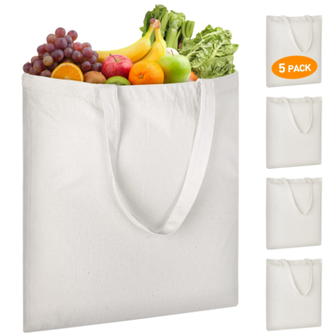 5 Pack Cotton Tote Bag, 15