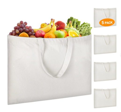 5 Pack Cotton Tote Bag, 21