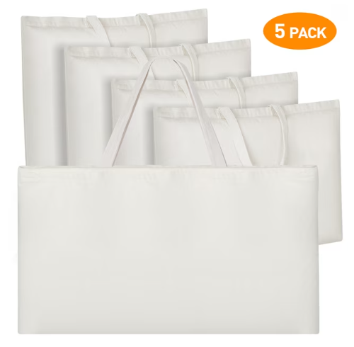 5 Pack Canvas Tote Bags, 21