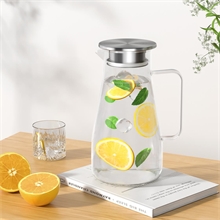 68 OZ Glass Pitcher with Lid and Spout, 2 L Heat & Cold Resistant Glass Water Carafe