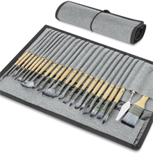 Paint Brushes Set of 24 Pieces Wooden Handles Brushes with Canvas Brush Bag
